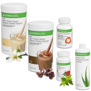 Enerjik ve Pozitif Herbalife Ürünleri: Vanilya ve Çikolata Shake ile Birlikte Çay, Aloe Vera ve Thermo