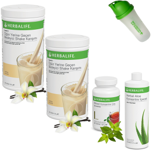 Enerjik ve Pozitif Herbalife Ürünleri: Vanilyalı Herbalife Shake, Herbalife Çay Klasik 100 Gr, Herbalife Aloe Vera ve Shaker