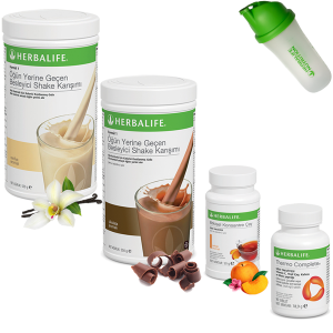 Enerjik ve Pozitif Herbalife Ürünleri: Vanilya ve Çikolata Shake, Çay Şeftali, Thermo Complete ve Shaker