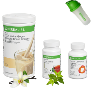 Enerjik ve Pozitif Herbalife Ürünleri: Vanilyalı Herbalife Shake, Herbalife Çay Klasik 50 Gr, Herbalife Thermo Complete ve Shaker