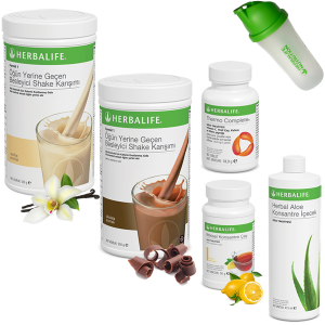 Enerjik ve Pozitif Herbalife Ürünleri: Vanilya ve Çikolata Shake, Çay Limon, Aloe Vera, Thermo ve Shaker