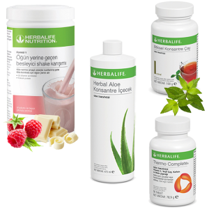 Enerjik ve Pozitif Herbalife Ürünleri: Ahududu Shake, Çay Klasik 100 Gr, Aloe Vera ve Thermo Complete