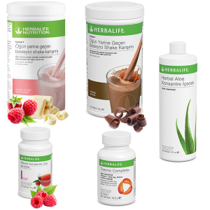 Enerjik ve Pozitif Herbalife Ürünleri: Ahududu ve Çikolata Shake, Çay, Aloe Vera ve Thermo Complete