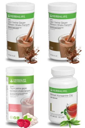Herbalife Ürünleri Shake Çikolatalı (2 adet) + Shake Ahududu ve Beyaz Çikolatalı + Çay 100gr Klasik