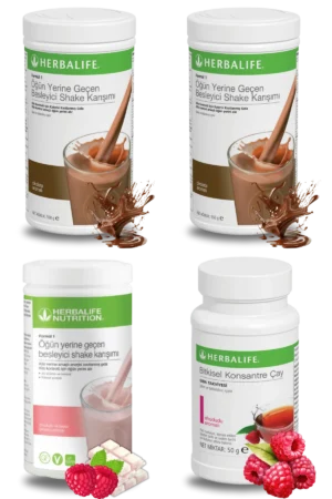 Herbalife Ürünleri Shake Çikolatalı (2 adet) + Shake Ahududu ve Beyaz Çikolatalı + Çay Ahududu Aromalı