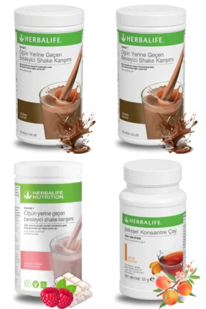 Herbalife Ürünleri Shake Çikolatalı (2 adet) + Shake Ahududu ve Beyaz Çikolatalı + Çay Şeftali Aromalı