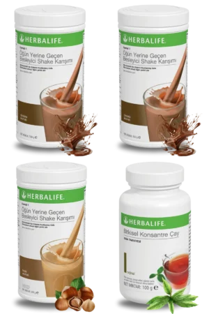 Herbalife Ürünleri Shake Çikolatalı (2 adet) + Shake Fındıklı + Çay 100gr Klasik
