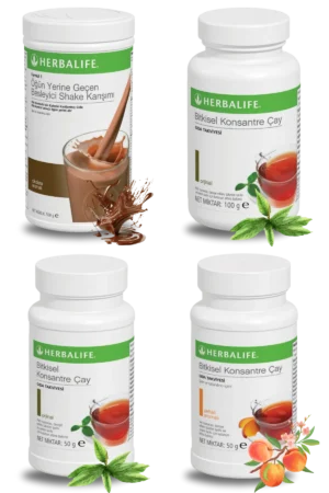 Herbalife Ürünleri Shake Çikolatalı + Çay 100gr Klasik + Çay 50gr Klasik + Çay Şeftali Aromalı