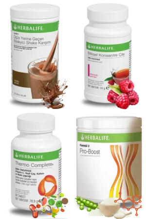 Herbalife Ürünleri Shake Çikolatalı + Çay Ahududu Aromalı + Thermo Complete + Pro-Boost