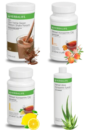 Herbalife Ürünleri Shake Çikolatalı + Çay Şeftali Aromalı + Çay Limon Aromalı + Aloe Vera