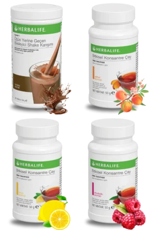 Herbalife Ürünleri Shake Çikolatalı + Çay Şeftali Aromalı + Çay Limon Aromalı + Çay Ahududu Aromalı