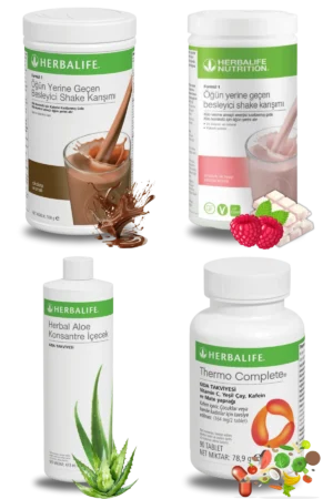 Herbalife Ürünleri Shake Çikolatalı + Shake Ahududu ve Beyaz Çikolatalı + Aloe Vera + Thermo Complete