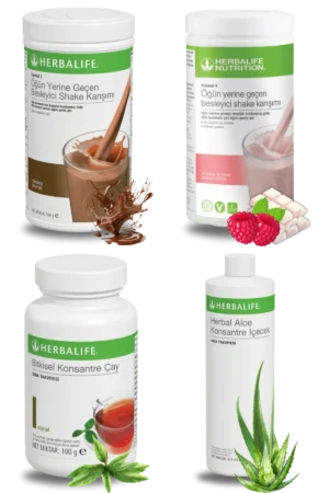 Herbalife Ürünleri Shake Çikolatalı + Shake Ahududu ve Beyaz Çikolatalı + Çay 100gr Klasik + Aloe Vera