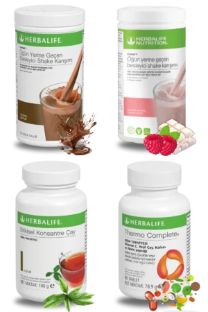Herbalife Ürünleri Shake Çikolatalı + Shake Ahududu ve Beyaz Çikolatalı + Çay 100gr Klasik + Thermo Complete