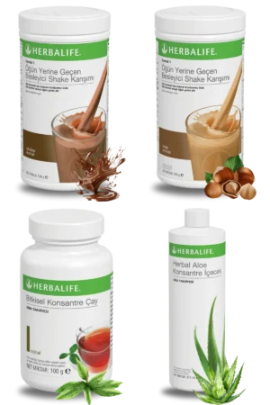 Herbalife Ürünleri Shake Çikolatalı + Shake Fındıklı + Çay 100gr Klasik + Aloe Vera