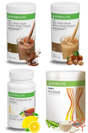 Herbalife Ürünleri Shake Çikolatalı + Shake Fındıklı + Çay Limon Aromalı + Pro-Boost