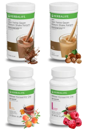 Herbalife Ürünleri Shake Çikolatalı + Shake Fındıklı + Çay Şeftali Aromalı + Çay Ahududu Aromalı