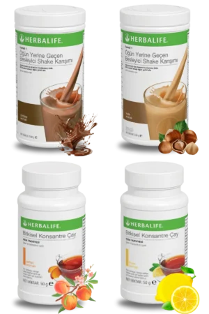 Herbalife Ürünleri Shake Çikolatalı + Shake Fındıklı + Çay Şeftali Aromalı + Çay Limon Aromalı