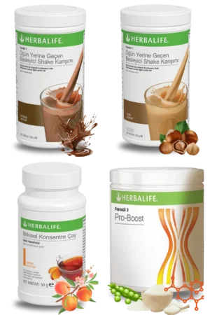 Herbalife Ürünleri Shake Çikolatalı + Shake Fındıklı + Çay Şeftali Aromalı + Pro-Boost