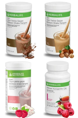 Herbalife Ürünleri Shake Çikolatalı + Shake Fındıklı + Shake Ahududu ve Beyaz Çikolatalı + Çay Ahududu Aromalı