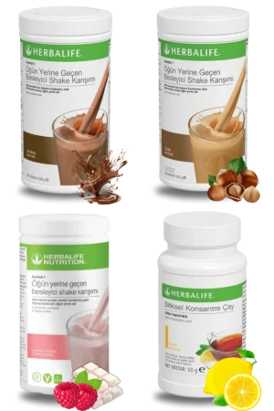 Herbalife Ürünleri Shake Çikolatalı + Shake Fındıklı + Shake Ahududu ve Beyaz Çikolatalı + Çay Limon Aromalı