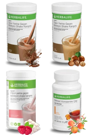 Herbalife Ürünleri Shake Çikolatalı + Shake Fındıklı + Shake Ahududu ve Beyaz Çikolatalı + Çay Şeftali Aromalı