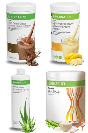 Herbalife Ürünleri Shake Çikolatalı + Shake Muzlu + Aloe Vera + Pro-Boost