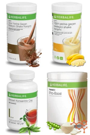 Herbalife Ürünleri Shake Çikolatalı + Shake Muzlu + Çay 100gr Klasik + Pro-Boost