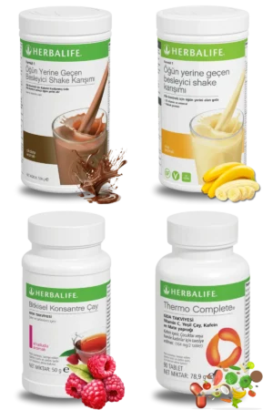 Herbalife Ürünleri Shake Çikolatalı + Shake Muzlu + Çay Ahududu Aromalı + Thermo Complete