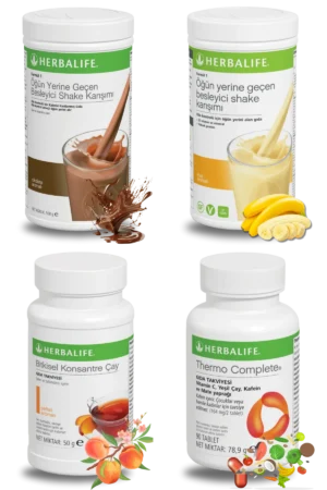 Herbalife Ürünleri Shake Çikolatalı + Shake Muzlu + Çay Şeftali Aromalı + Thermo Complete