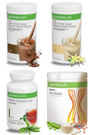 Herbalife Ürünleri Shake Çikolatalı + Shake Vanilyalı + Çay 100gr Klasik + Pro-Boost