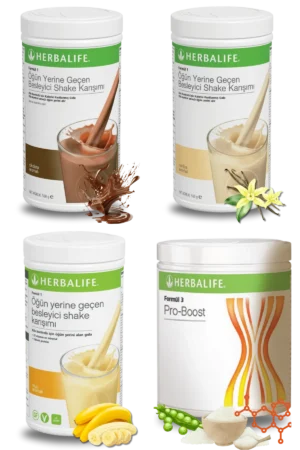 Herbalife Ürünleri Shake Çikolatalı + Shake Vanilyalı + Shake Muzlu + Pro-Boost