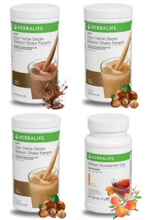 Herbalife Ürünleri Shake Fındıklı (2 adet) + Shake Çikolatalı + Çay Şeftali Aromalı