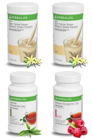 Herbalife Ürünleri Shake Vanilyalı (2 adet) + Çay 50gr Klasik + Çay Ahududu Aromalı