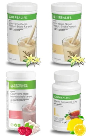 Herbalife Ürünleri Shake Vanilyalı (2 adet) + Shake Ahududu ve Beyaz Çikolatalı + Çay Limon Aromalı