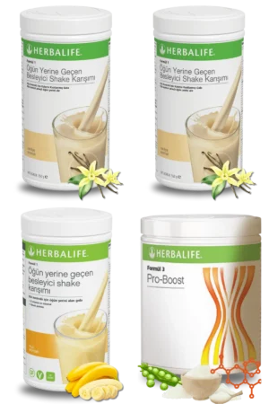 Herbalife Ürünleri Shake Vanilyalı (2 adet) + Shake Muzlu + Pro-Boost