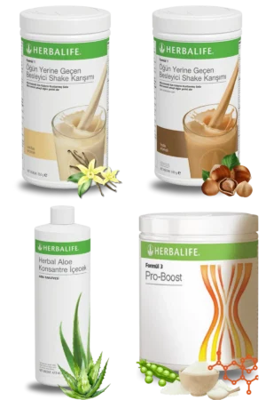 Herbalife Ürünleri Shake Vanilyalı + Shake Fındıklı + Aloe Vera + Pro-Boost